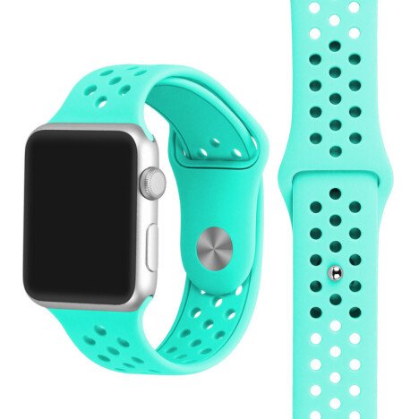 Curea iUni compatibila cu Apple Watch 1/2/3/4/5/6/7, 44mm, Silicon Sport, Light Blue